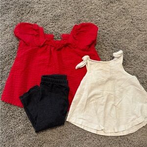 Matching 18-24 month girls set. Red short sleeve and White Tank w/ Jean legging